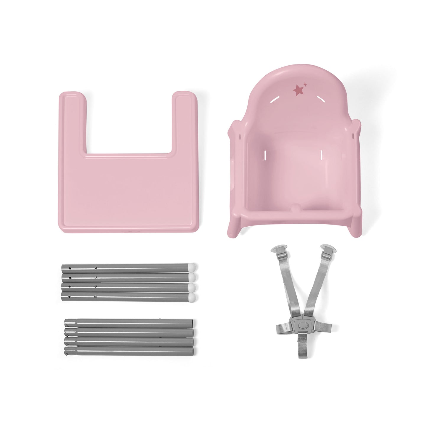 SILLA ALTA DE BEBÉ / ALTURA AJUSTABLE / ROSA